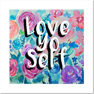 Self Love Floral Rose Pattern Posters and Art